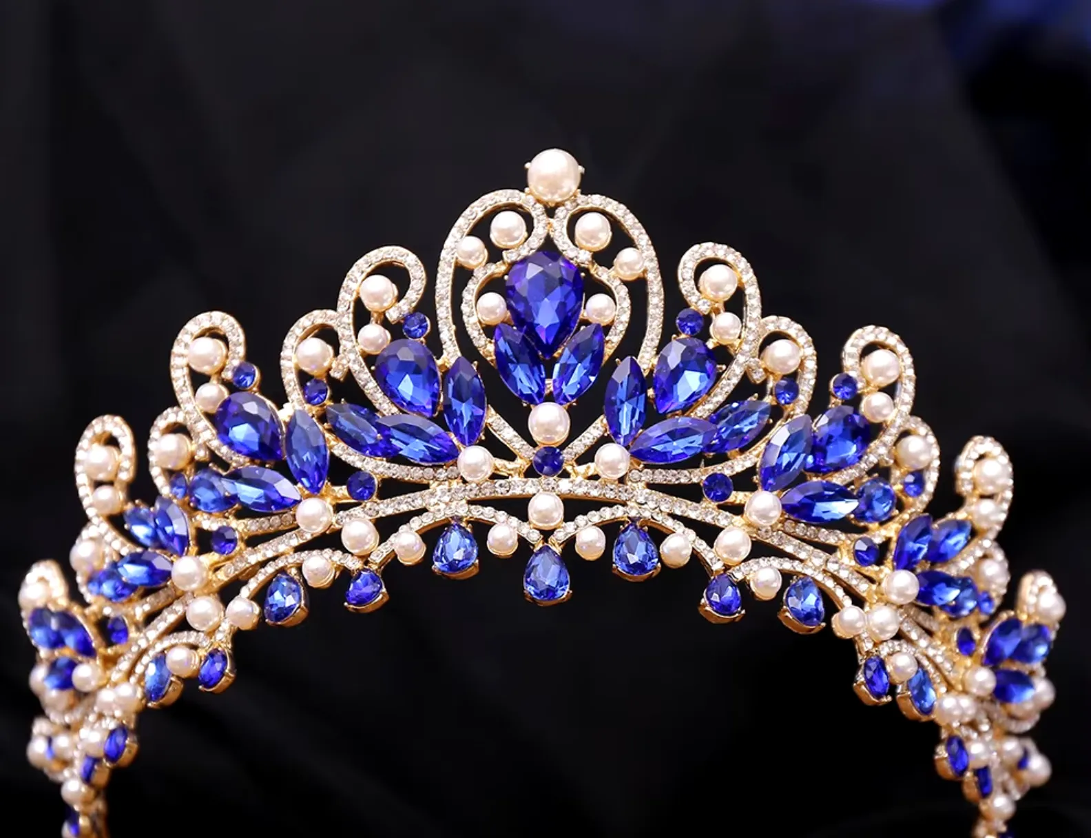 Pearl Royal Queen Crown Crystal Tiara