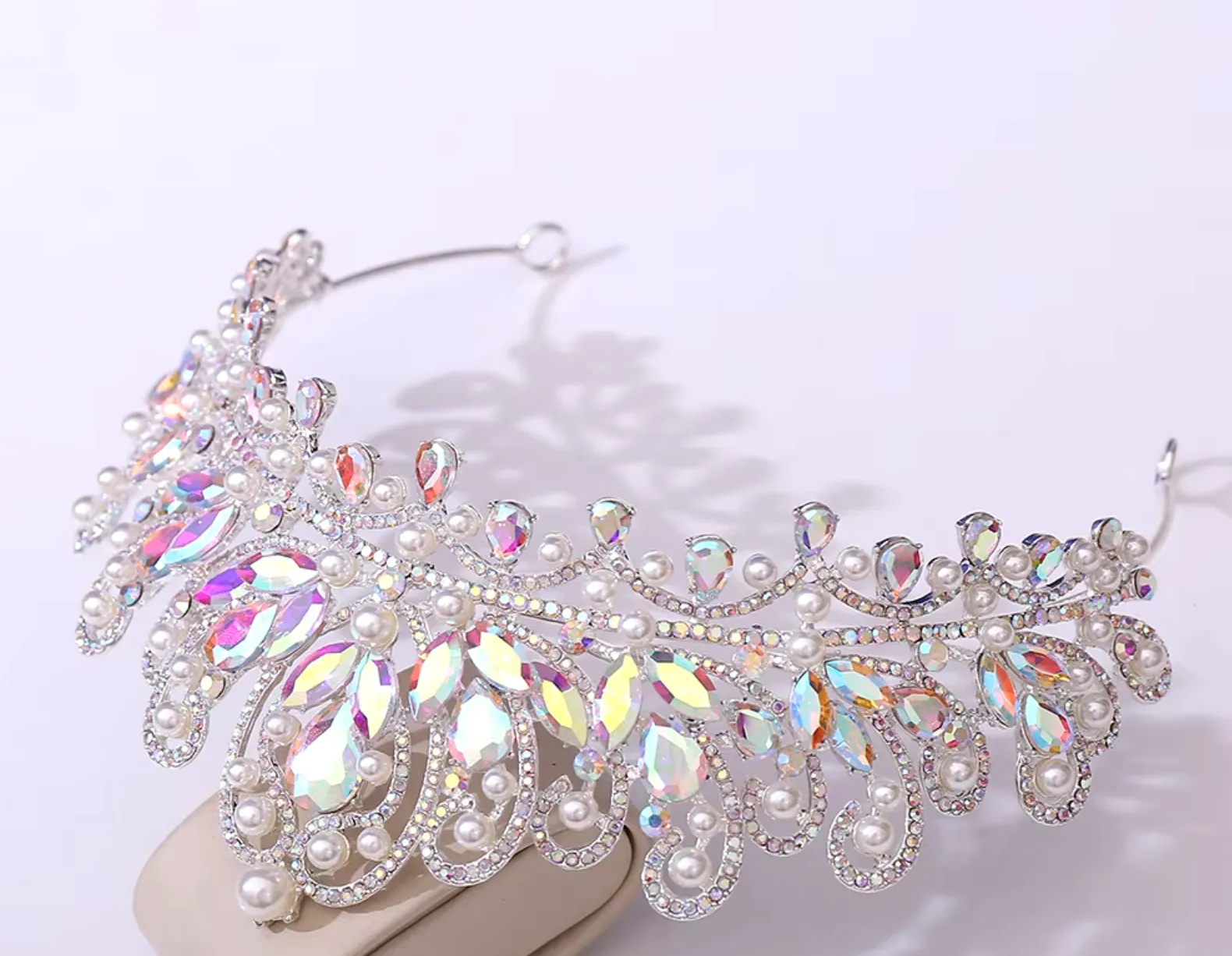 Pearl Royal Queen Crown Crystal Tiara
