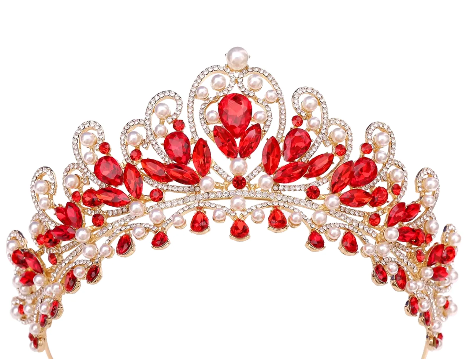 Pearl Royal Queen Crown Crystal Tiara