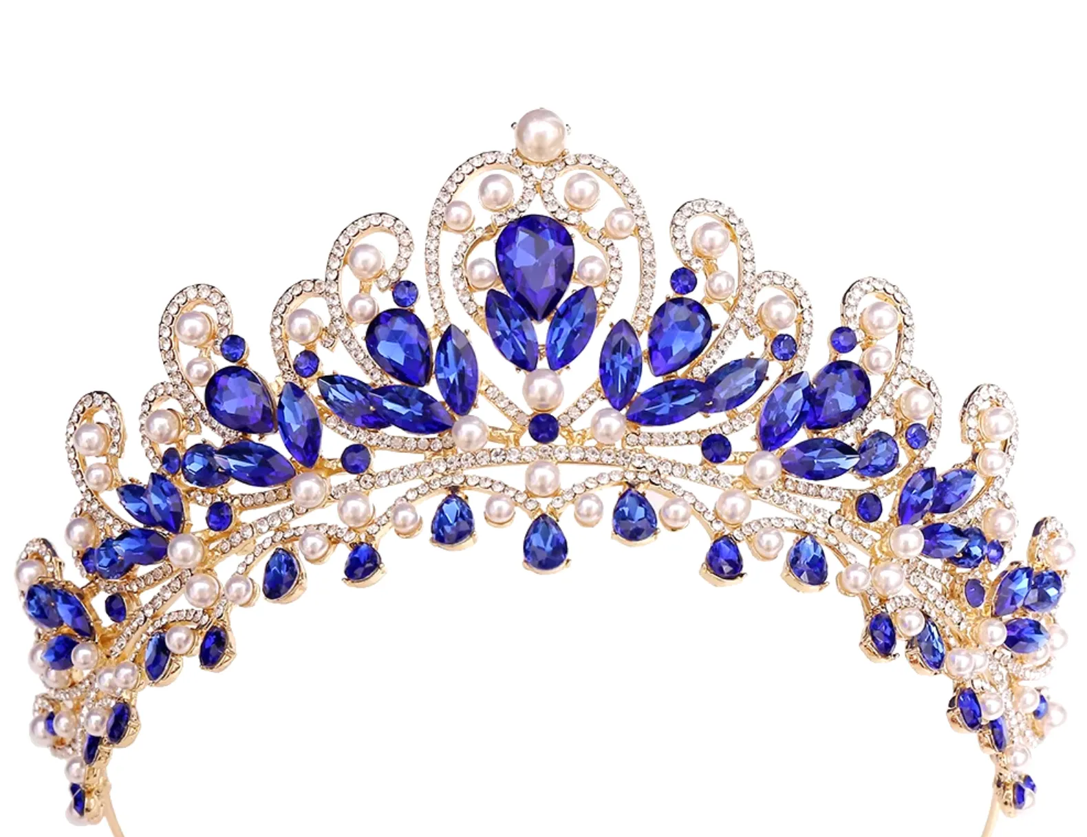 Pearl Royal Queen Crown Crystal Tiara