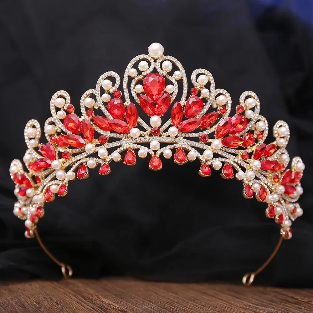 Pearl Royal Queen Crown Crystal Tiara