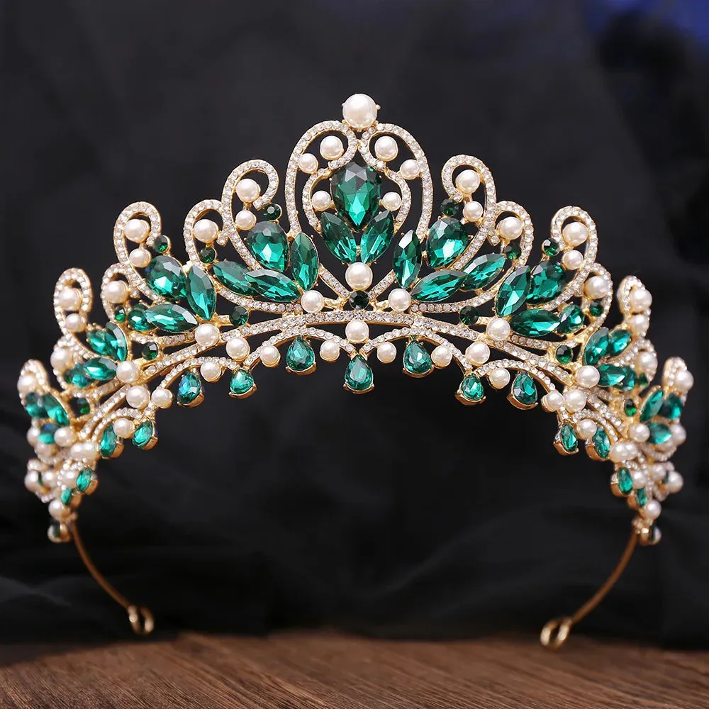Pearl Royal Queen Crown Crystal Tiara