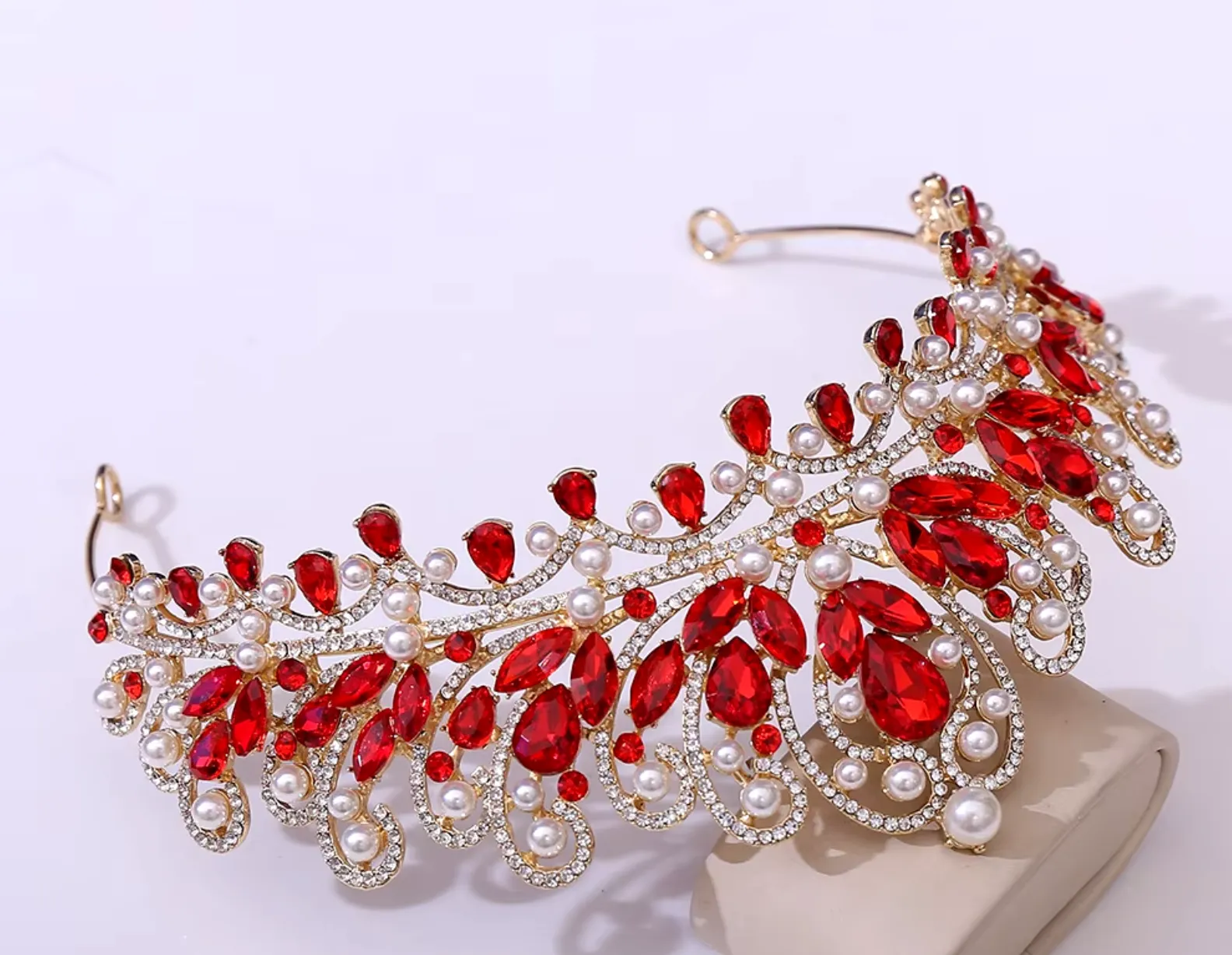 Pearl Royal Queen Crown Crystal Tiara