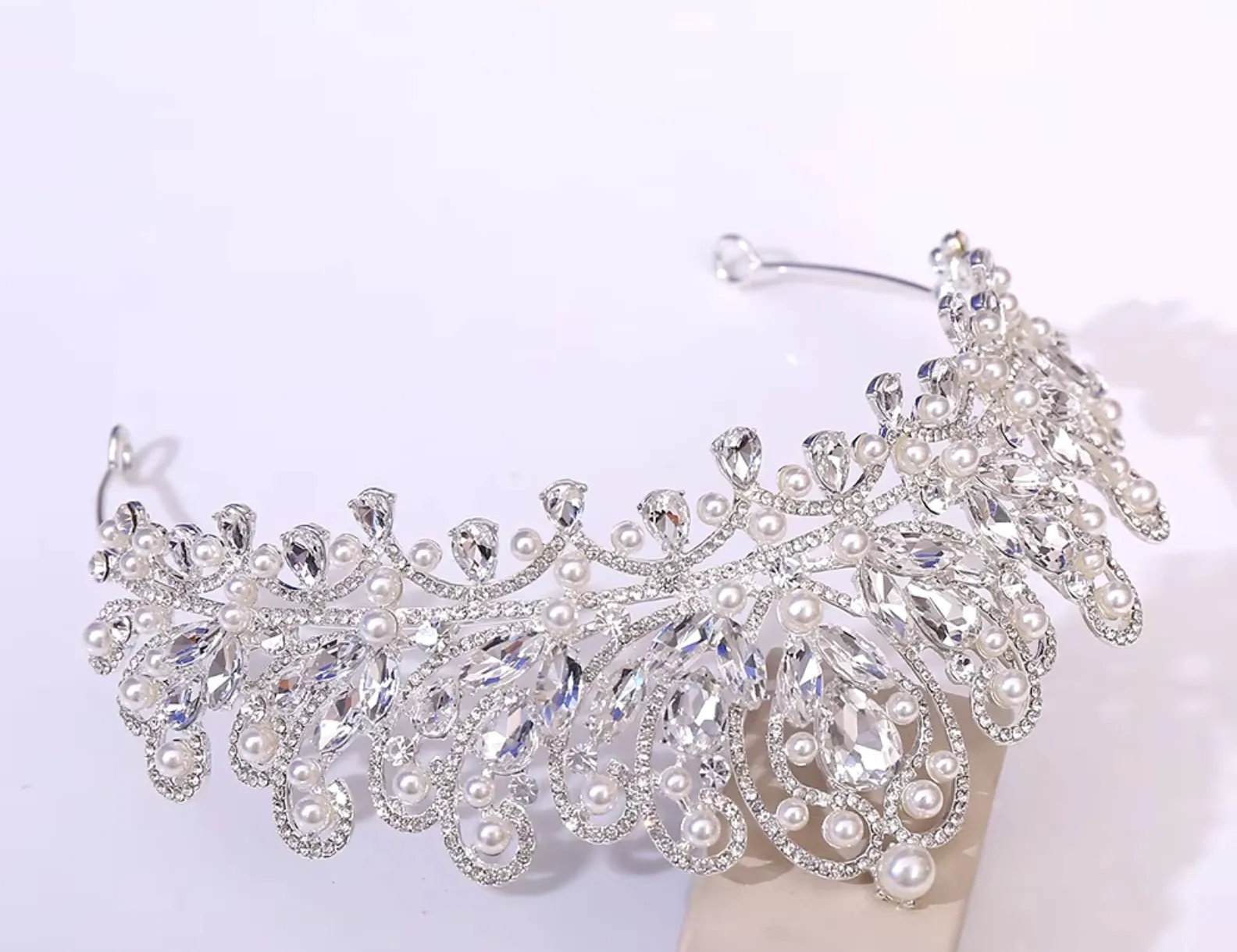 Pearl Royal Queen Crown Crystal Tiara