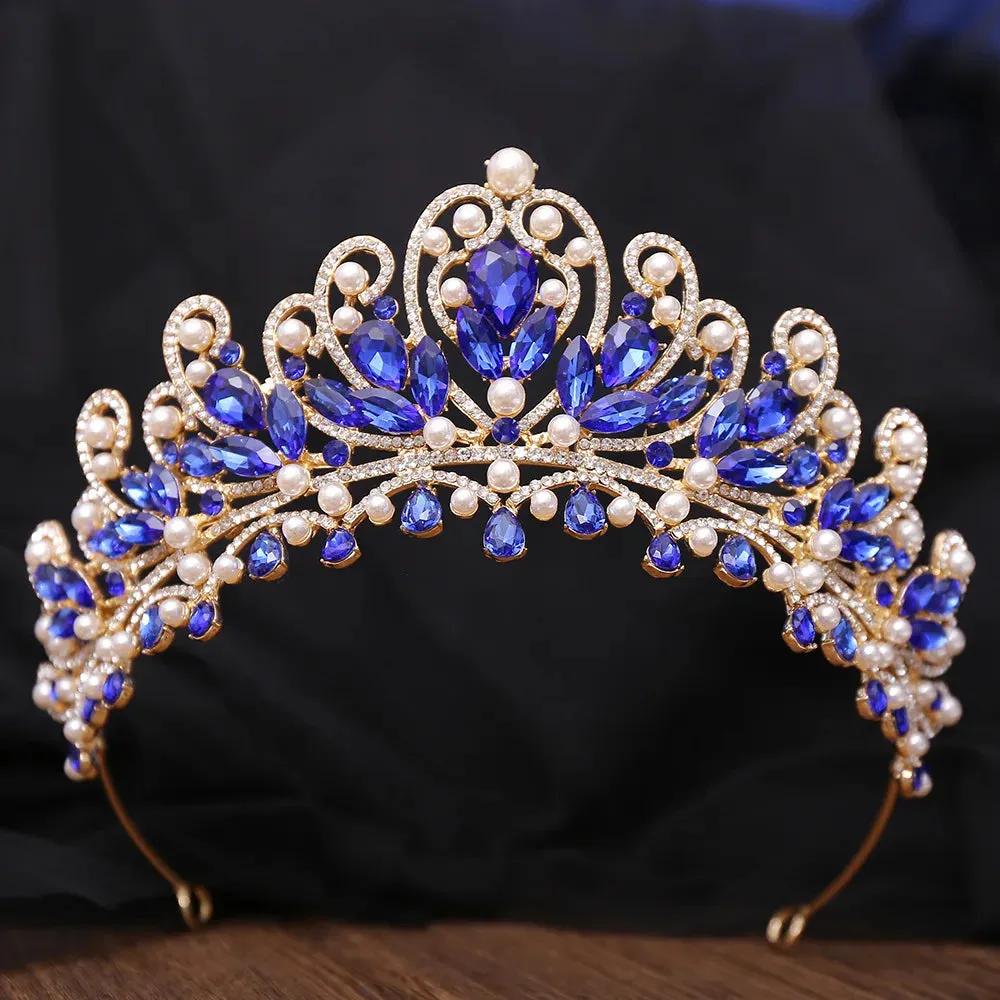Pearl Royal Queen Crown Crystal Tiara