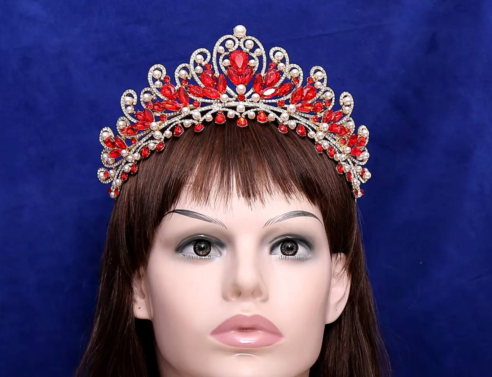 Pearl Royal Queen Crown Crystal Tiara