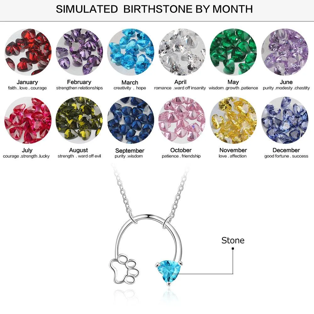 Personalized 925 Sterling Silver Dog Cat Footprints Paw Necklace & Heart Pendant, Trendy Jewelry Gift