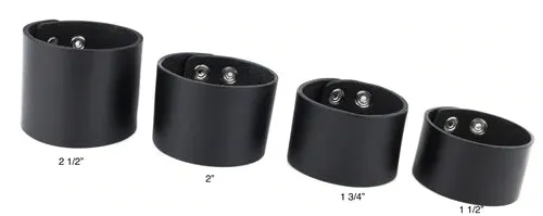 Plain Black Leather Wristband (Various Sizes)