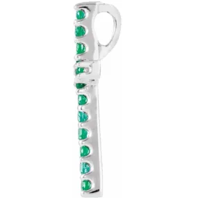 Platinum Natural Emerald Petite Cross Pendant