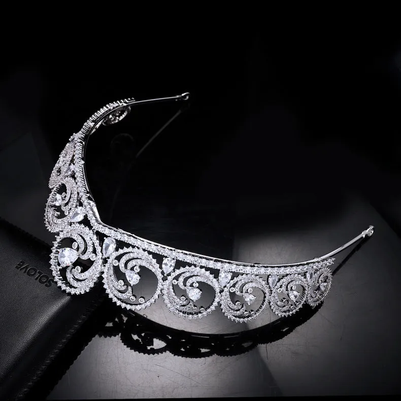 Princess Charlene Of Monaco Replica Tiara,Crystal Bride Ocean Tiaras for Bride HT3013