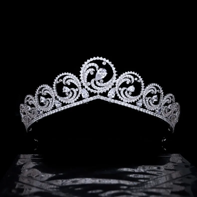 Princess Charlene Of Monaco Replica Tiara,Crystal Bride Ocean Tiaras for Bride HT3013