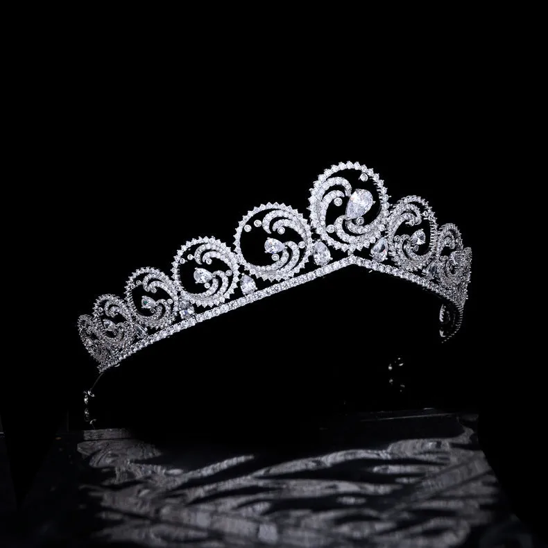 Princess Charlene Of Monaco Replica Tiara,Crystal Bride Ocean Tiaras for Bride HT3013