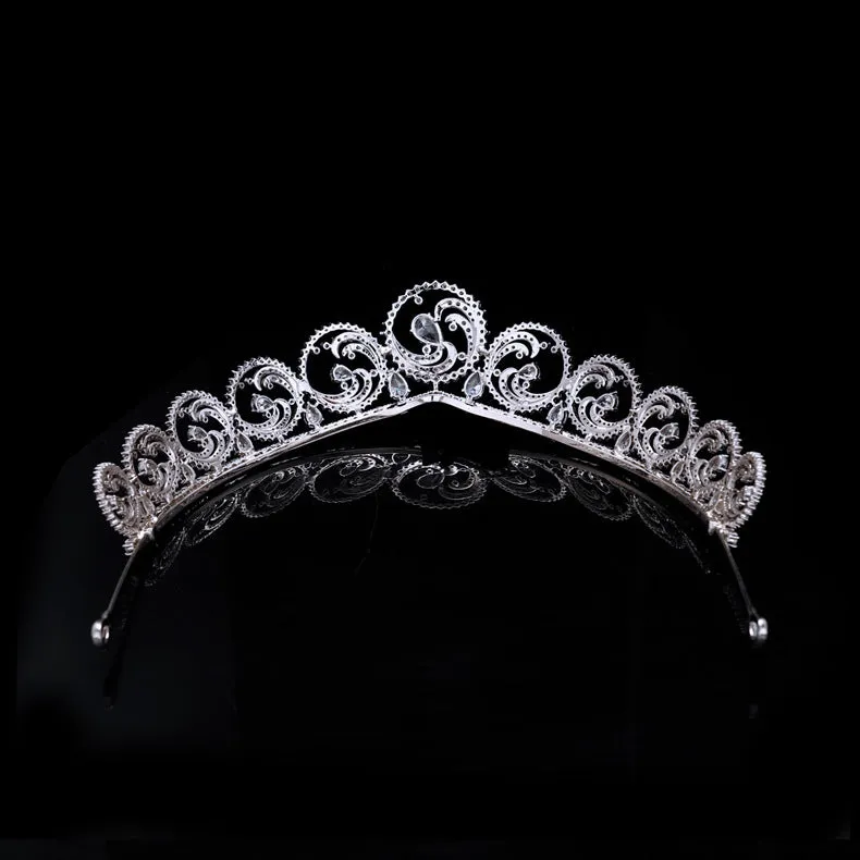 Princess Charlene Of Monaco Replica Tiara,Crystal Bride Ocean Tiaras for Bride HT3013