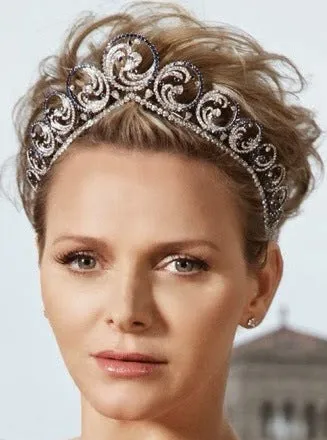 Princess Charlene Of Monaco Replica Tiara,Crystal Bride Ocean Tiaras for Bride HT3013