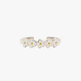 Pura Vida Toe Ring Painted Blooms Silver One Size