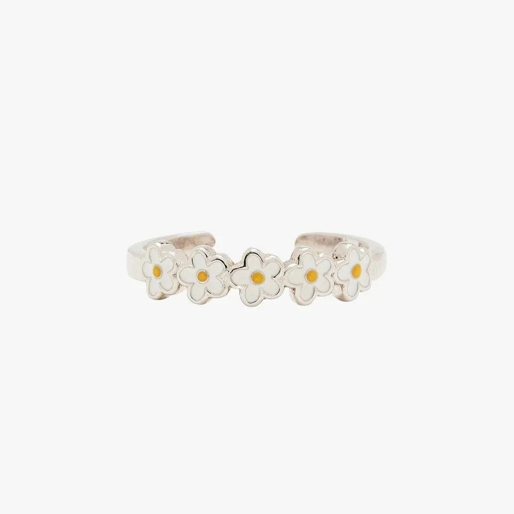 Pura Vida Toe Ring Painted Blooms Silver One Size
