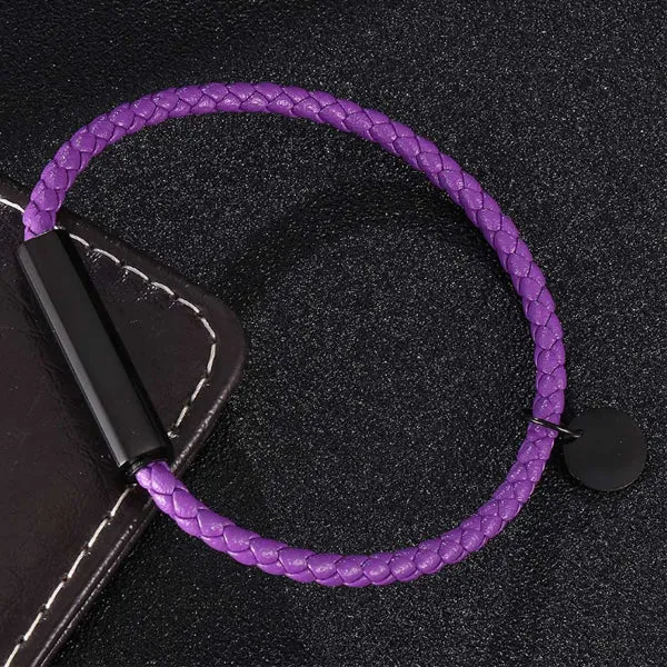 Purple Faux Leather Magnetic Bracelet (Circumference 19.5cm) 紫色人造皮革磁扣手鍊 (鍊長 19.5cm) KJBR16088