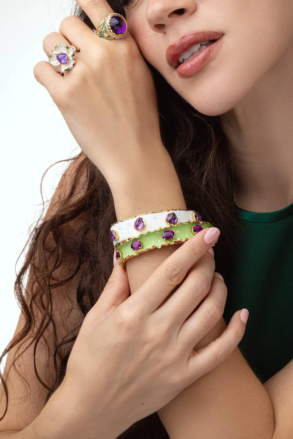 Purple Garnet Gua Ruffle Bracelet
