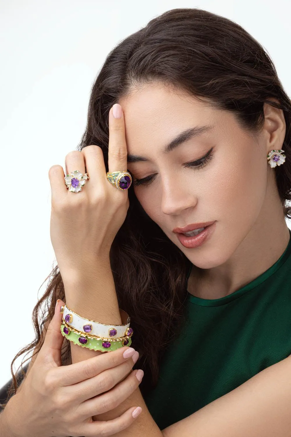 Purple Garnet Gua Ruffle Bracelet