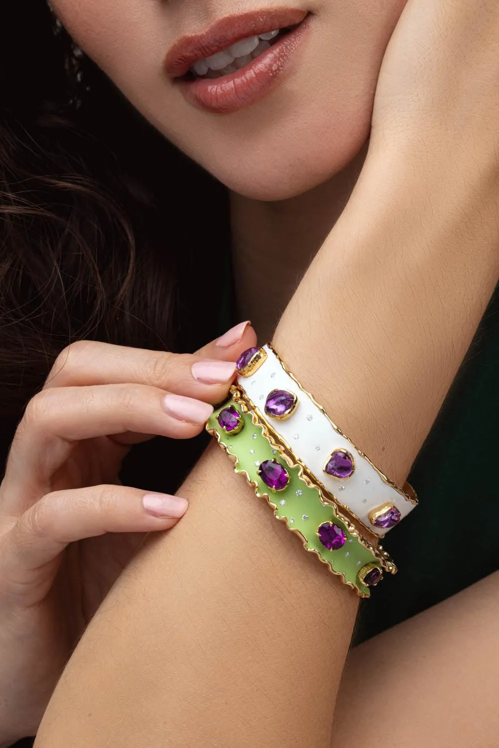 Purple Garnet Gua Ruffle Bracelet