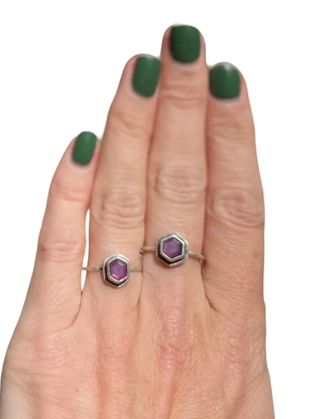 Purple Sapphire Hexagon Stacking Ring 1