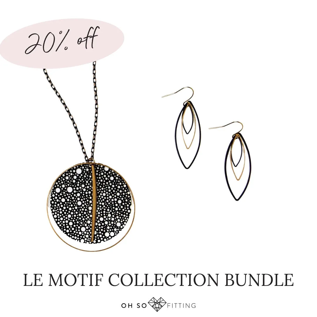 "Le Motif" Honeycomb Black and Brass Necklace Bundle
