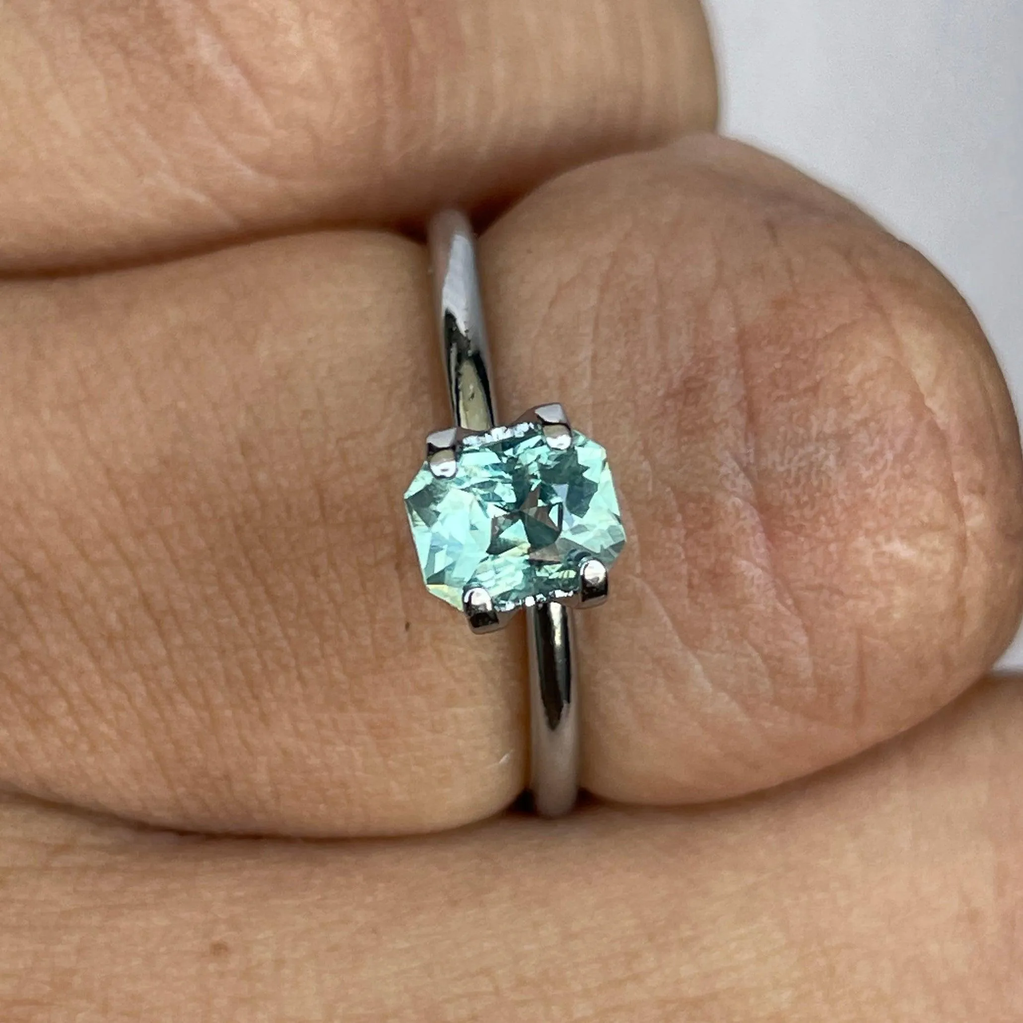 Radiant Cut Light Green 0.97ct Fair Trade Madagascar Sapphire Loose Gemstone