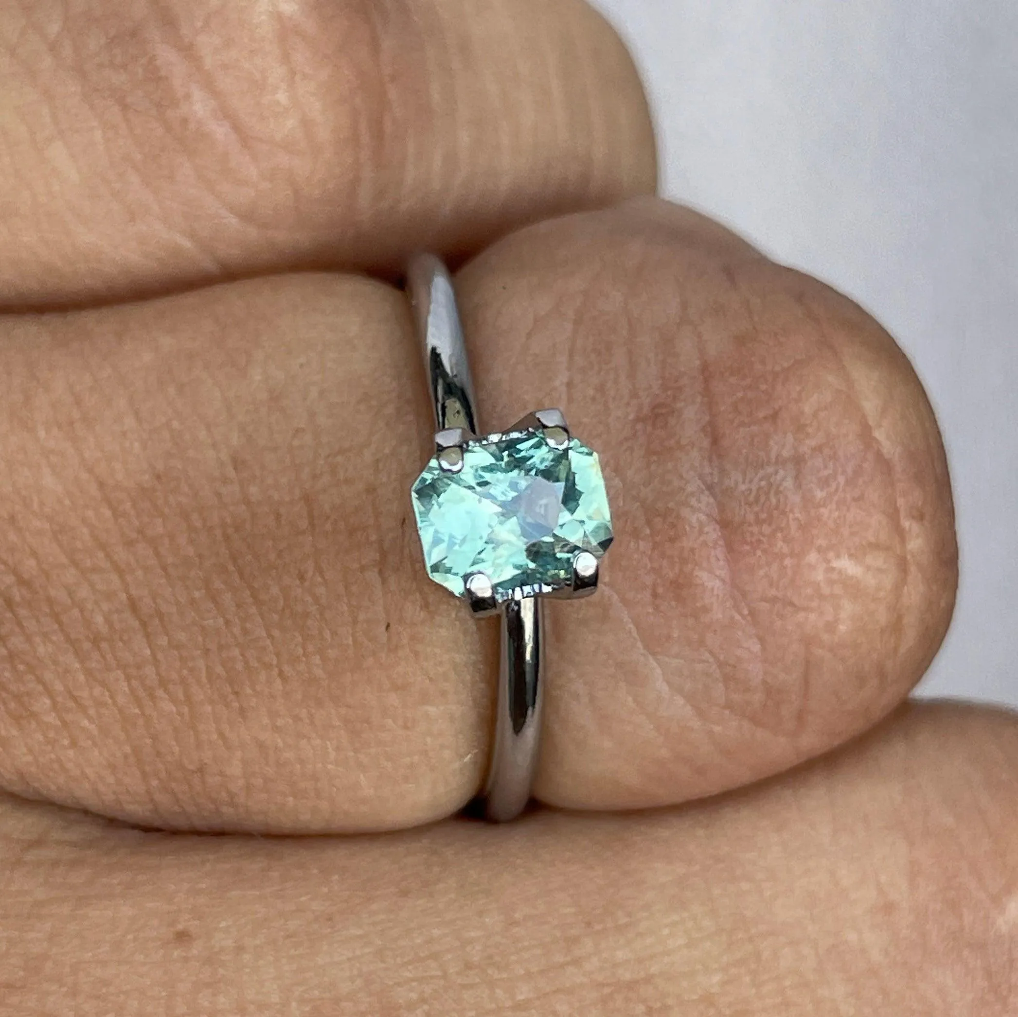 Radiant Cut Light Green 0.97ct Fair Trade Madagascar Sapphire Loose Gemstone