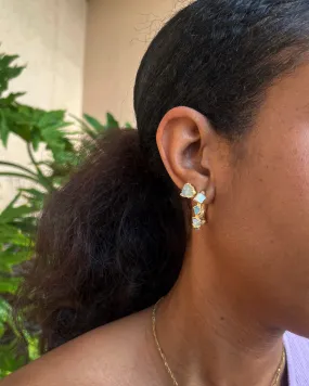 (READY TO SHIP) Raw Stone Opal Mermaid Hoop Earrings / Small