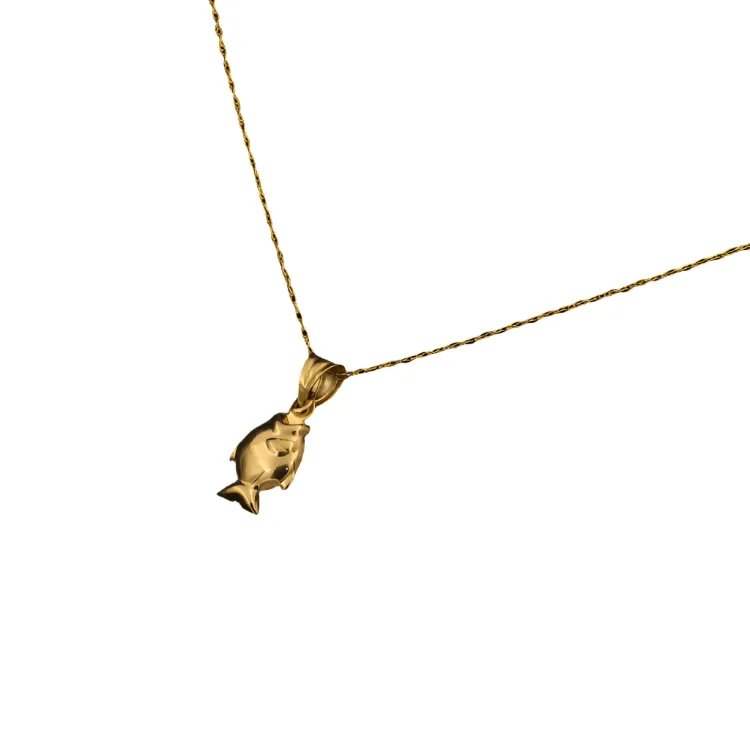Real Gold Fish Necklace 002