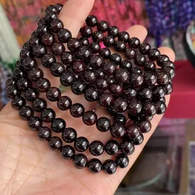 Real Red Garnet Beaded Elastic Bracelet – Healing Crystal Jewelry for Men & Women