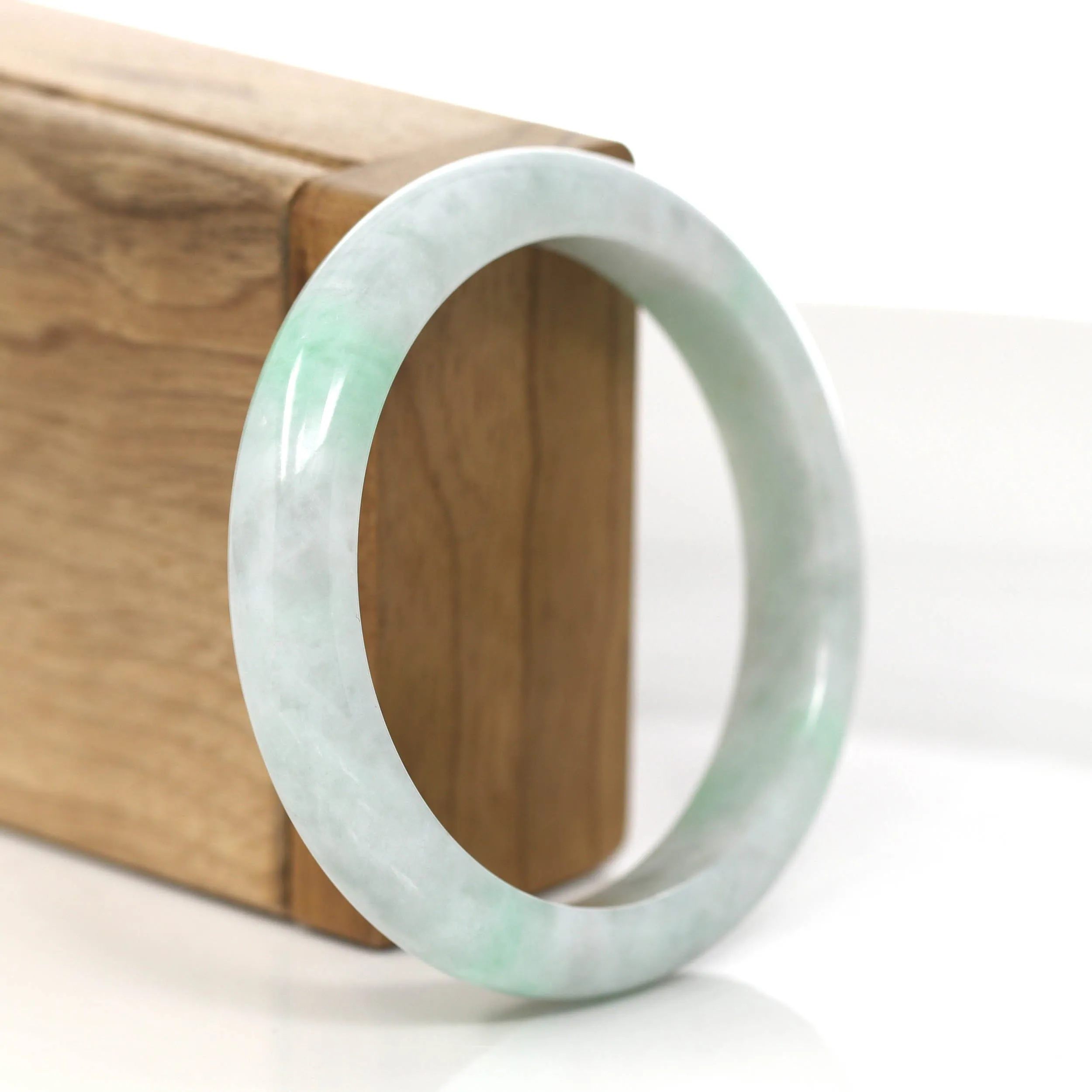 RealJade® Co. "Classic Bangle" Genuine Burmese Green Jadeite Jade Bangle Bracelet (56.83mm)#851