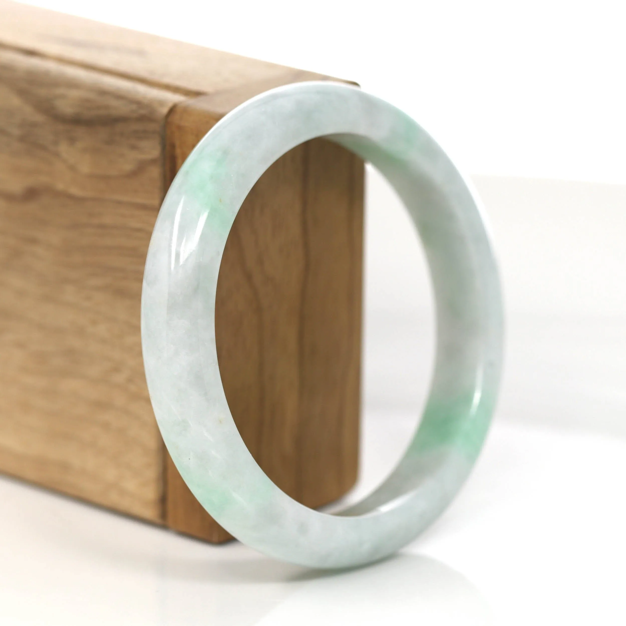 RealJade® Co. "Classic Bangle" Genuine Burmese Green Jadeite Jade Bangle Bracelet (56.83mm)#851