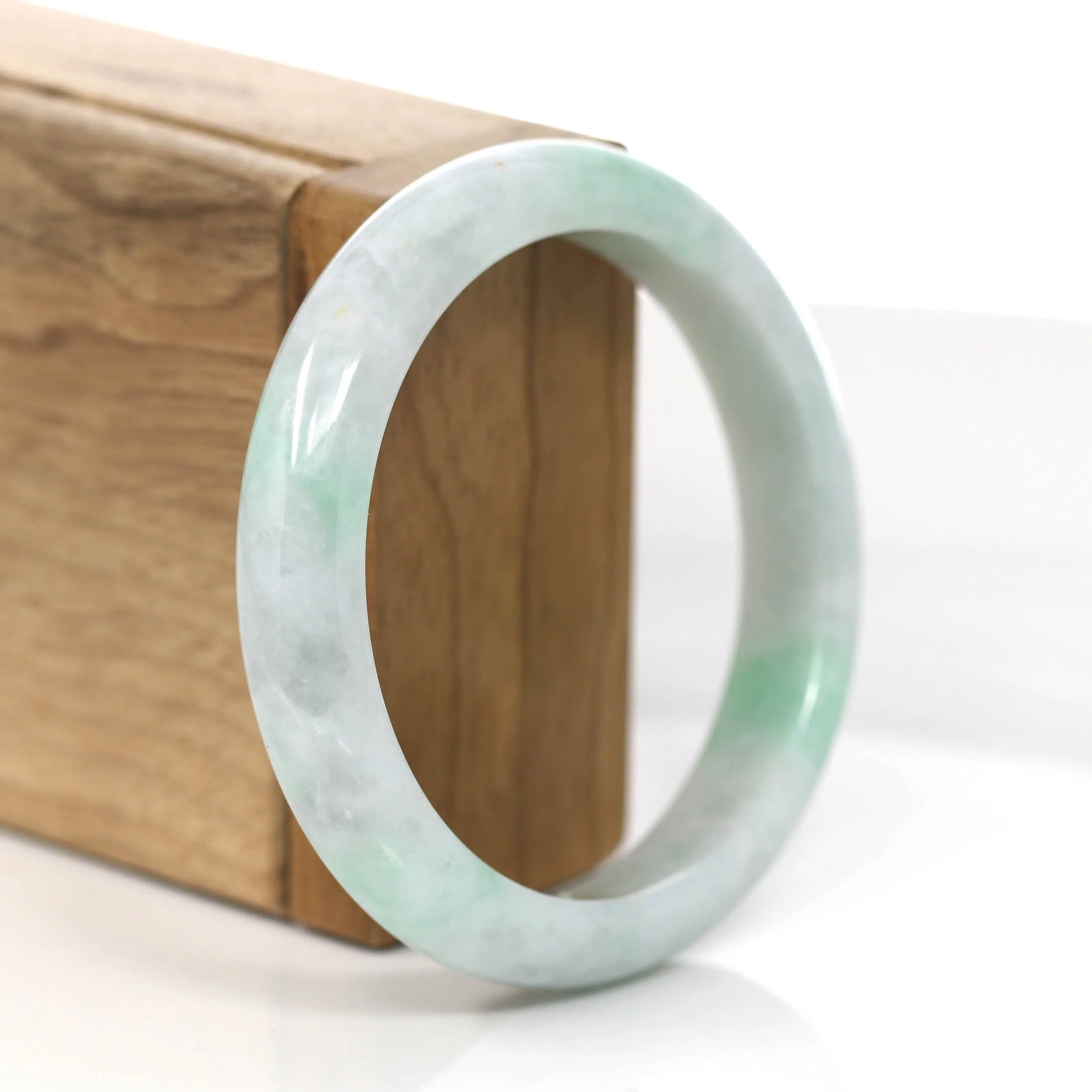 RealJade® Co. "Classic Bangle" Genuine Burmese Green Jadeite Jade Bangle Bracelet (56.83mm)#851
