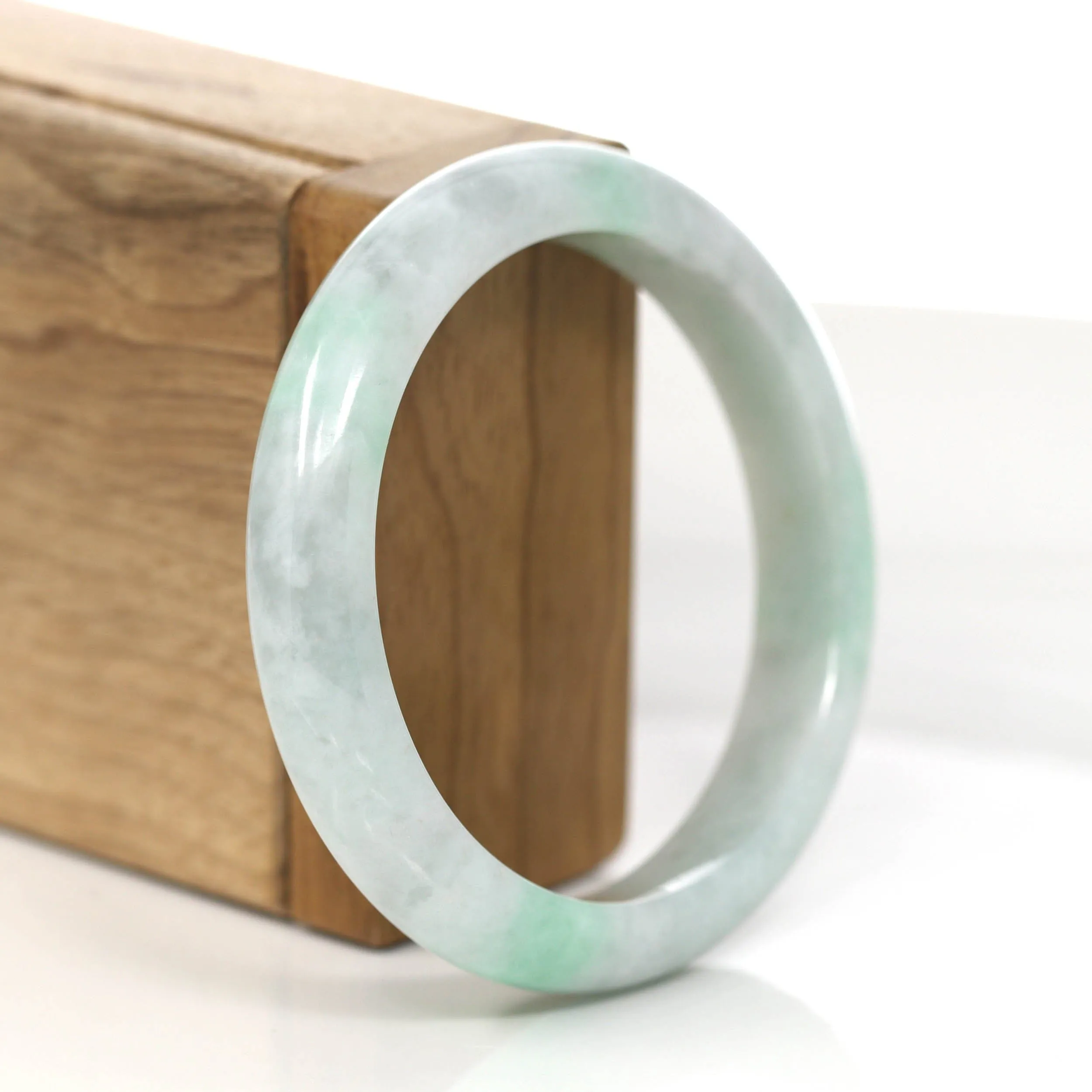 RealJade® Co. "Classic Bangle" Genuine Burmese Green Jadeite Jade Bangle Bracelet (56.83mm)#851