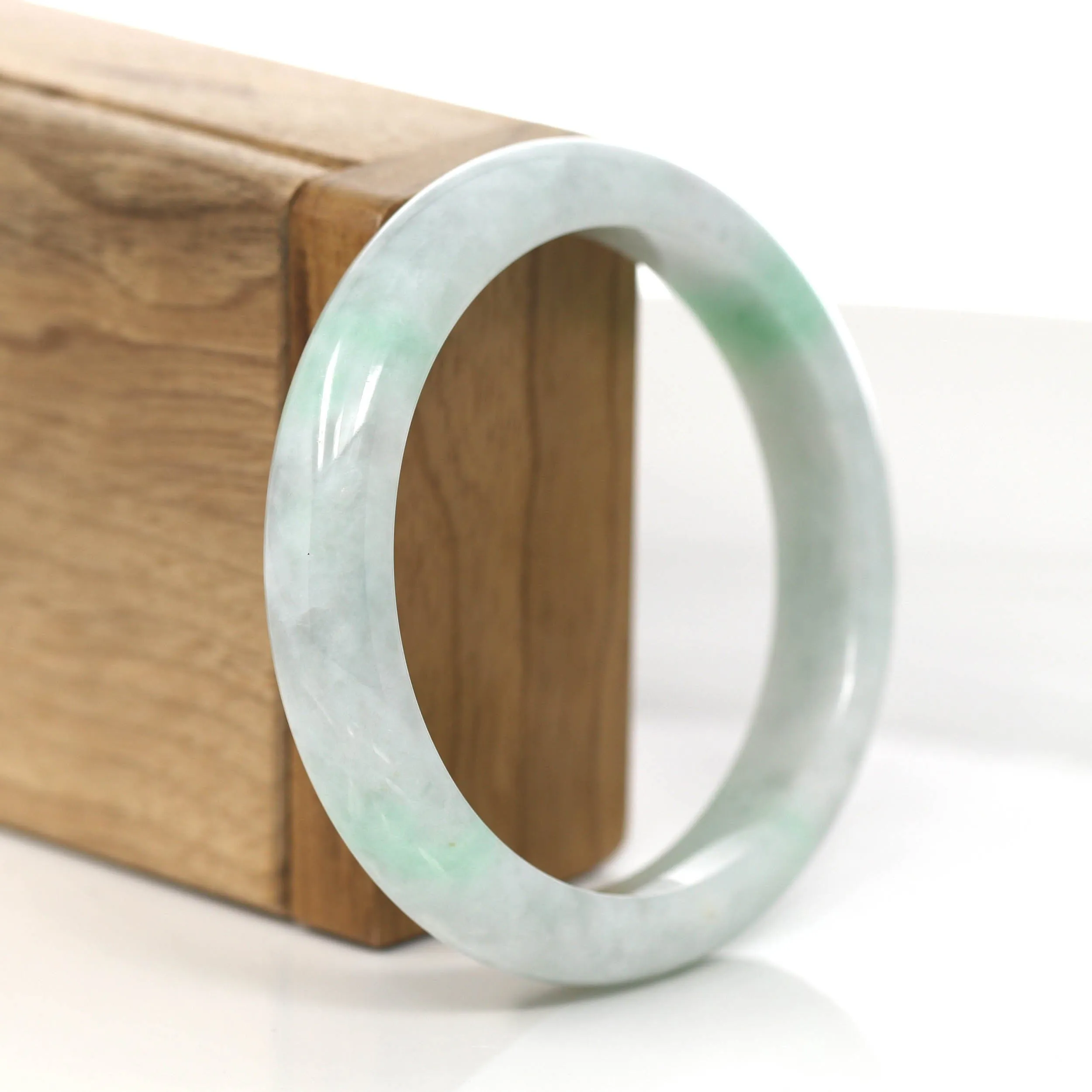 RealJade® Co. "Classic Bangle" Genuine Burmese Green Jadeite Jade Bangle Bracelet (56.83mm)#851