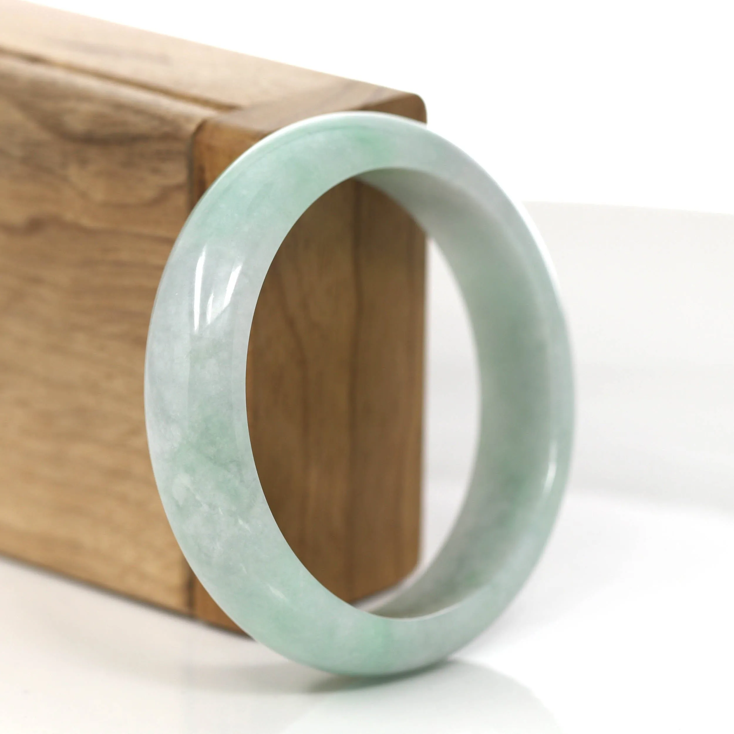 RealJade® Co. "Classic Bangle" Genuine Burmese Jadeite Jade Bangle Bracelet (55.93mm)#858