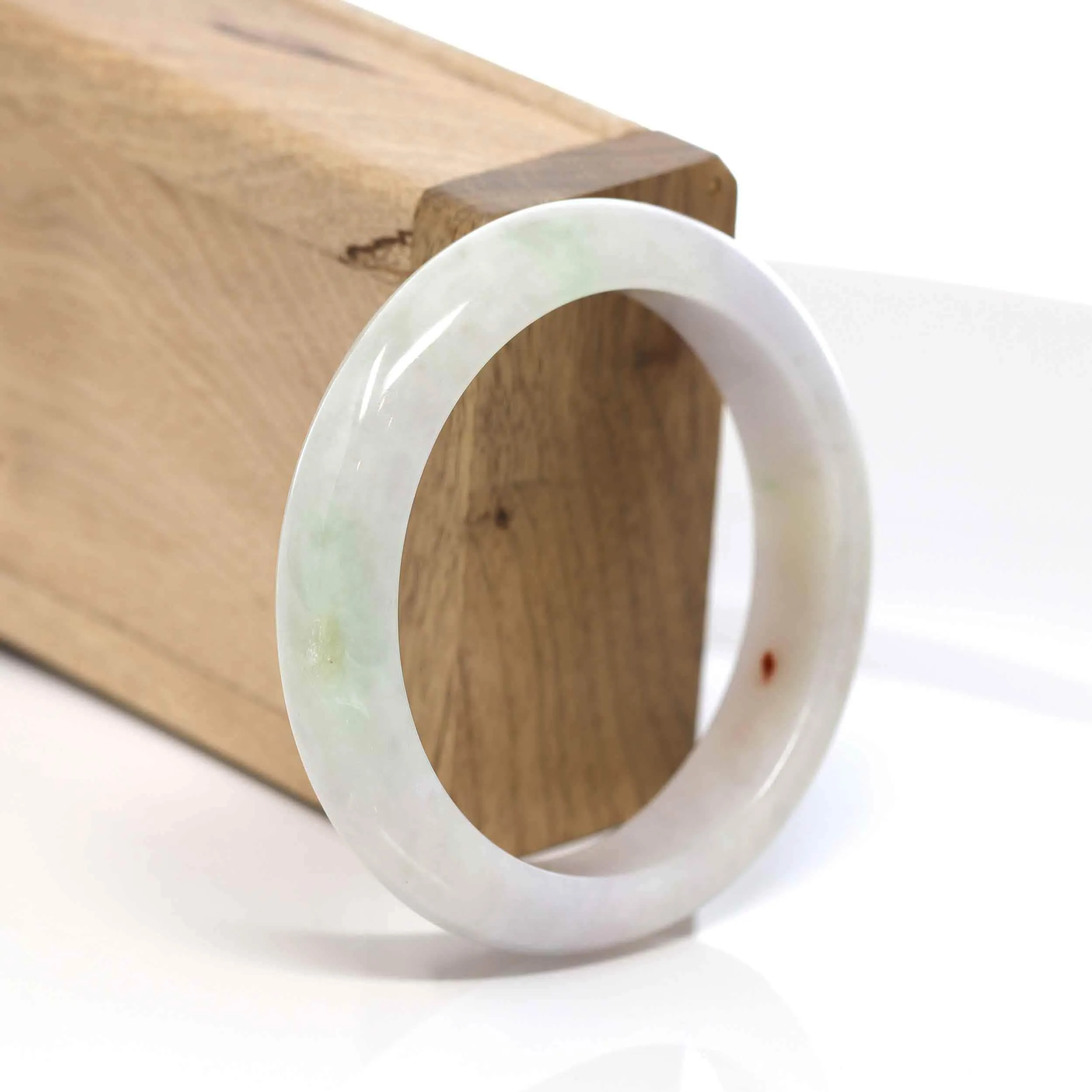 RealJade® "Classic Bangle" Whitish Green Natural Jadeite Jade Bangle (54.21mm ) #572