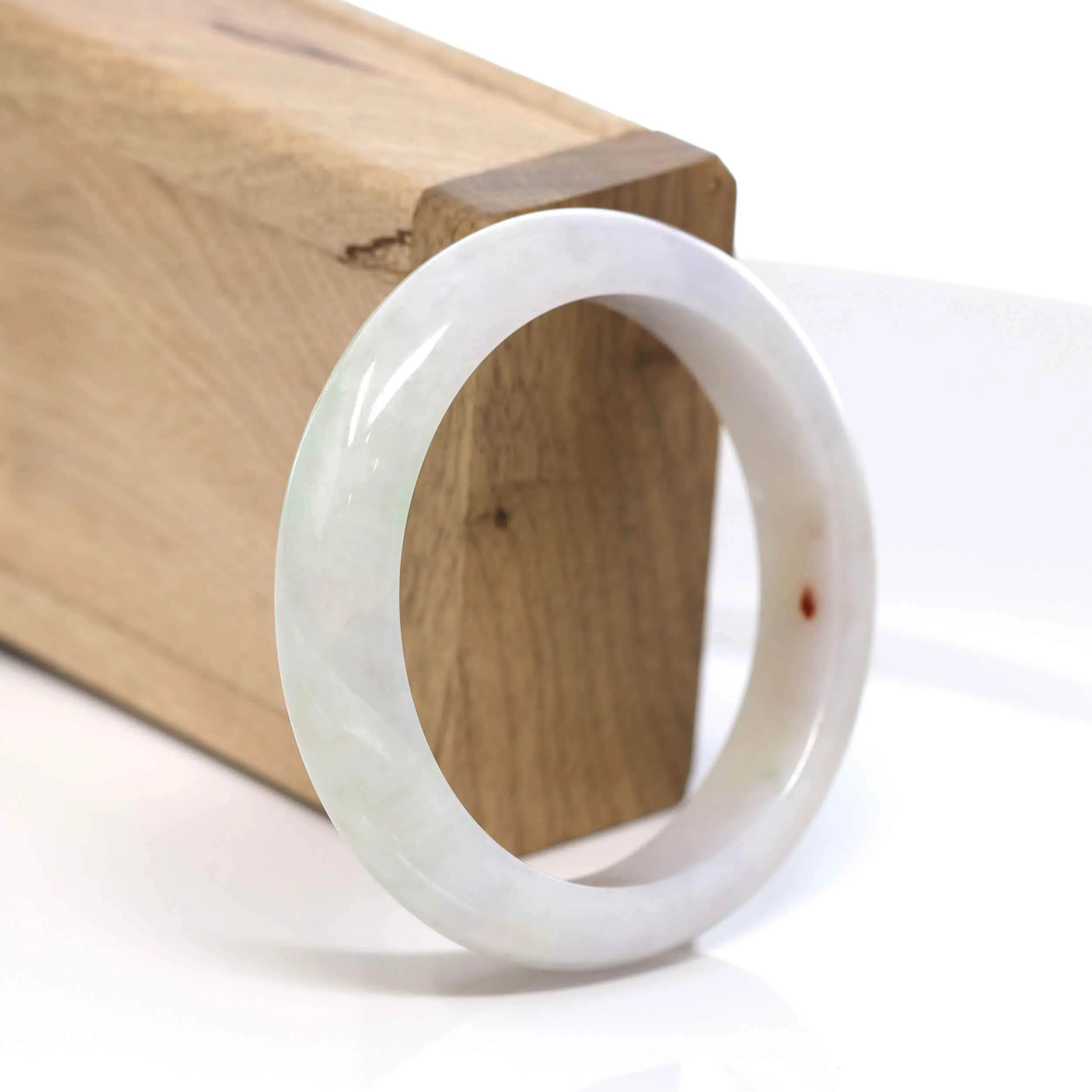 RealJade® "Classic Bangle" Whitish Green Natural Jadeite Jade Bangle (54.21mm ) #572