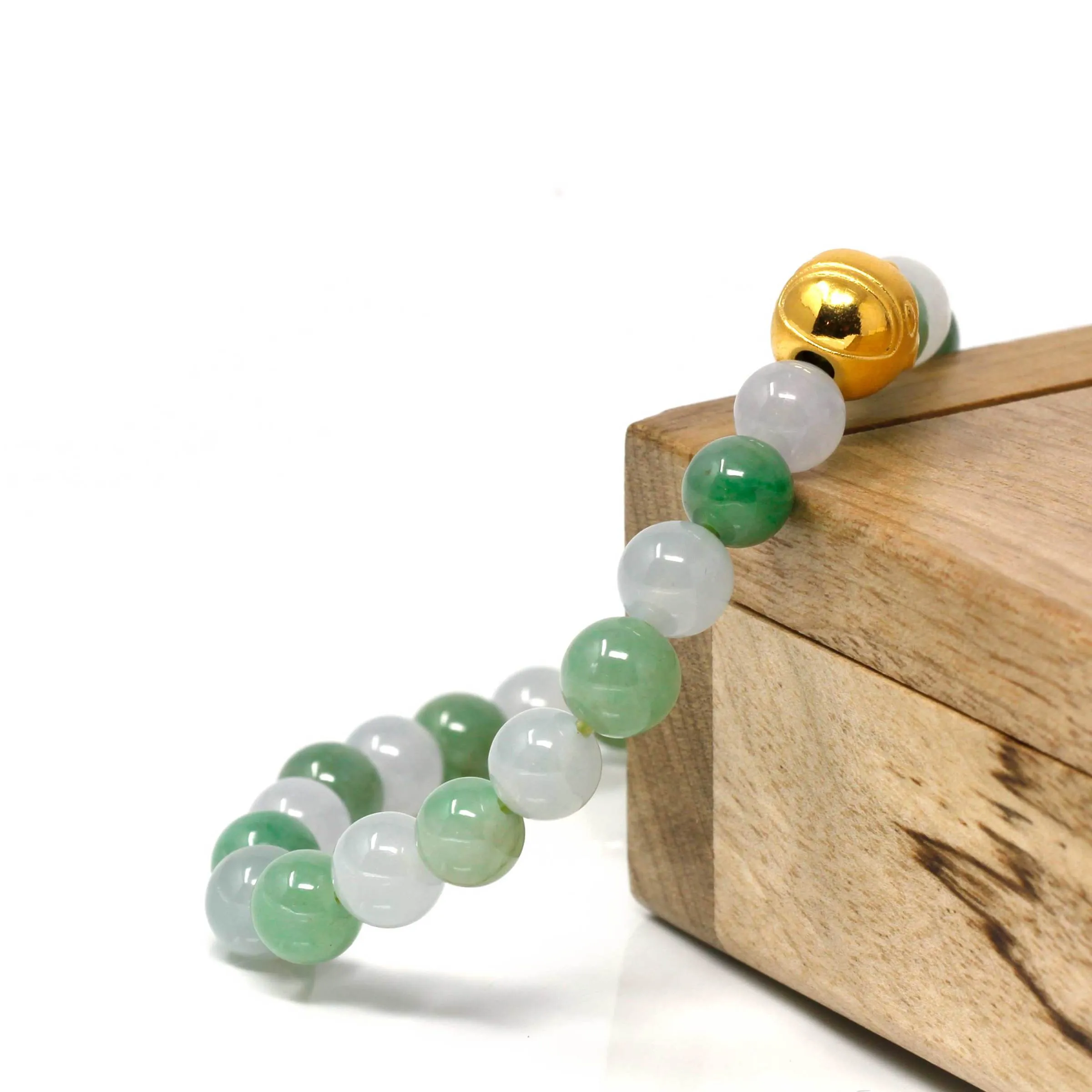 RealJade® "Little Submarine" Genuine High-quality Jade Jadeite Bracelet Bangle with 24k Yellow Gold Duck Charm #408