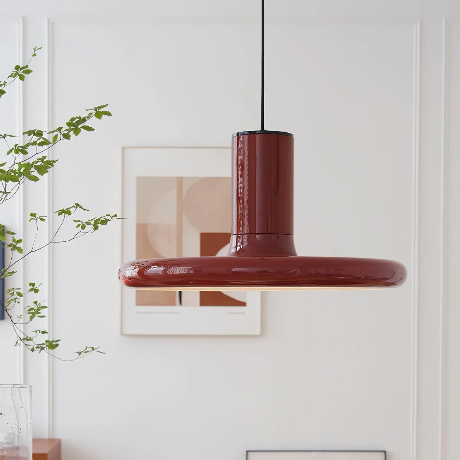 Red Frisbee Pendant Lamp 17.7″- 10.6″