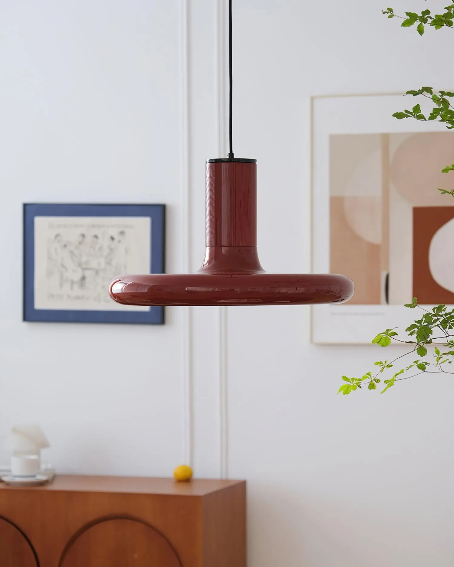 Red Frisbee Pendant Lamp 17.7″- 10.6″
