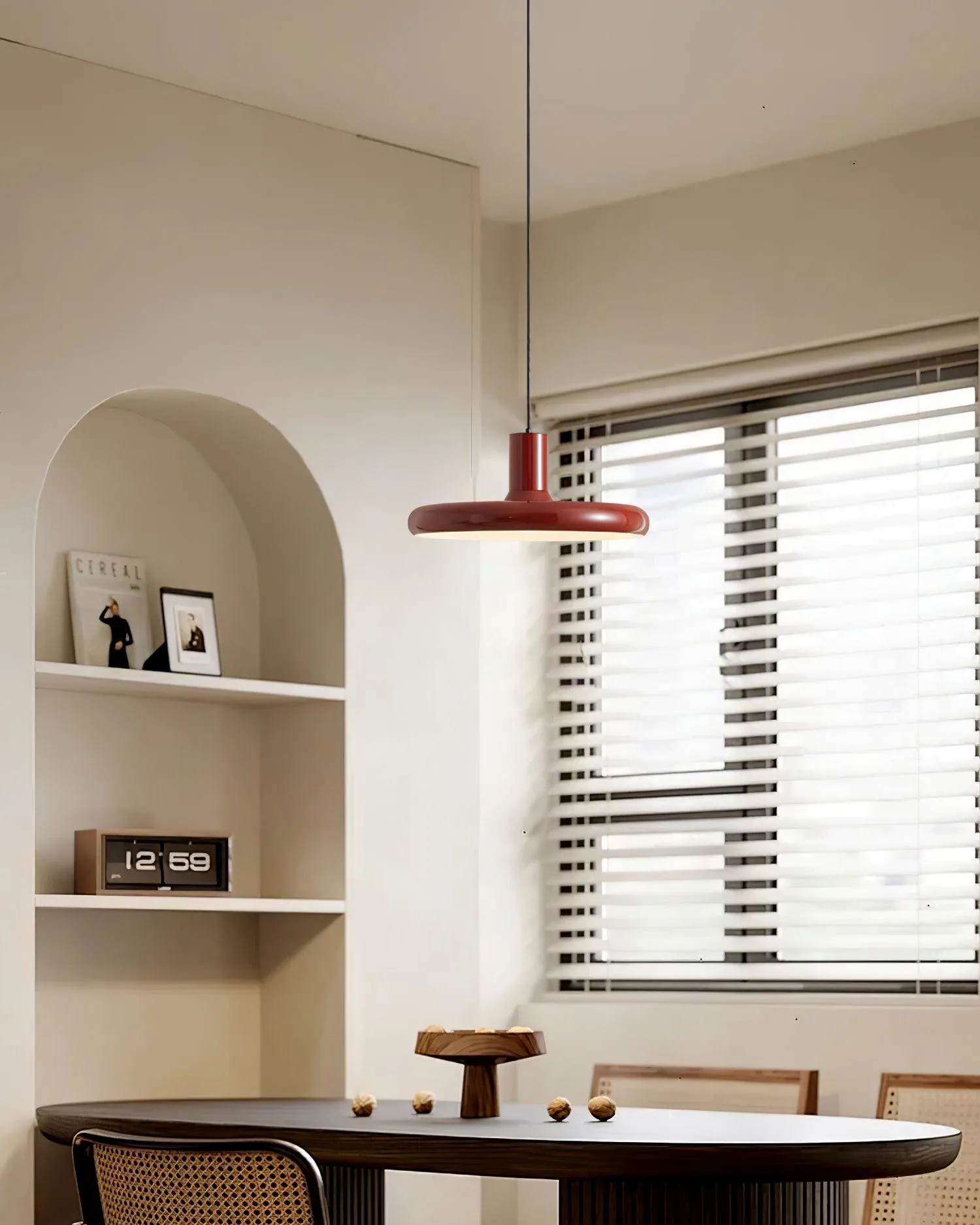 Red Frisbee Pendant Lamp 17.7″- 10.6″