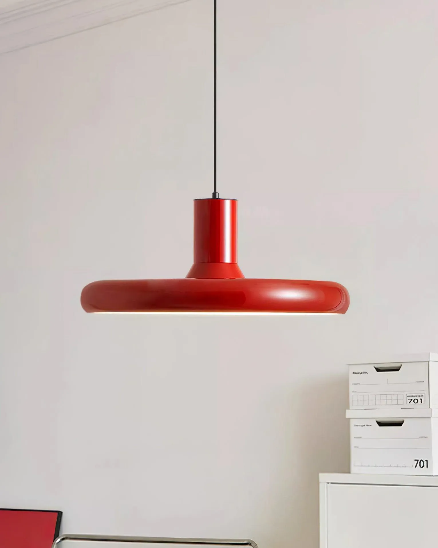 Red Frisbee Pendant Lamp 17.7″- 10.6″