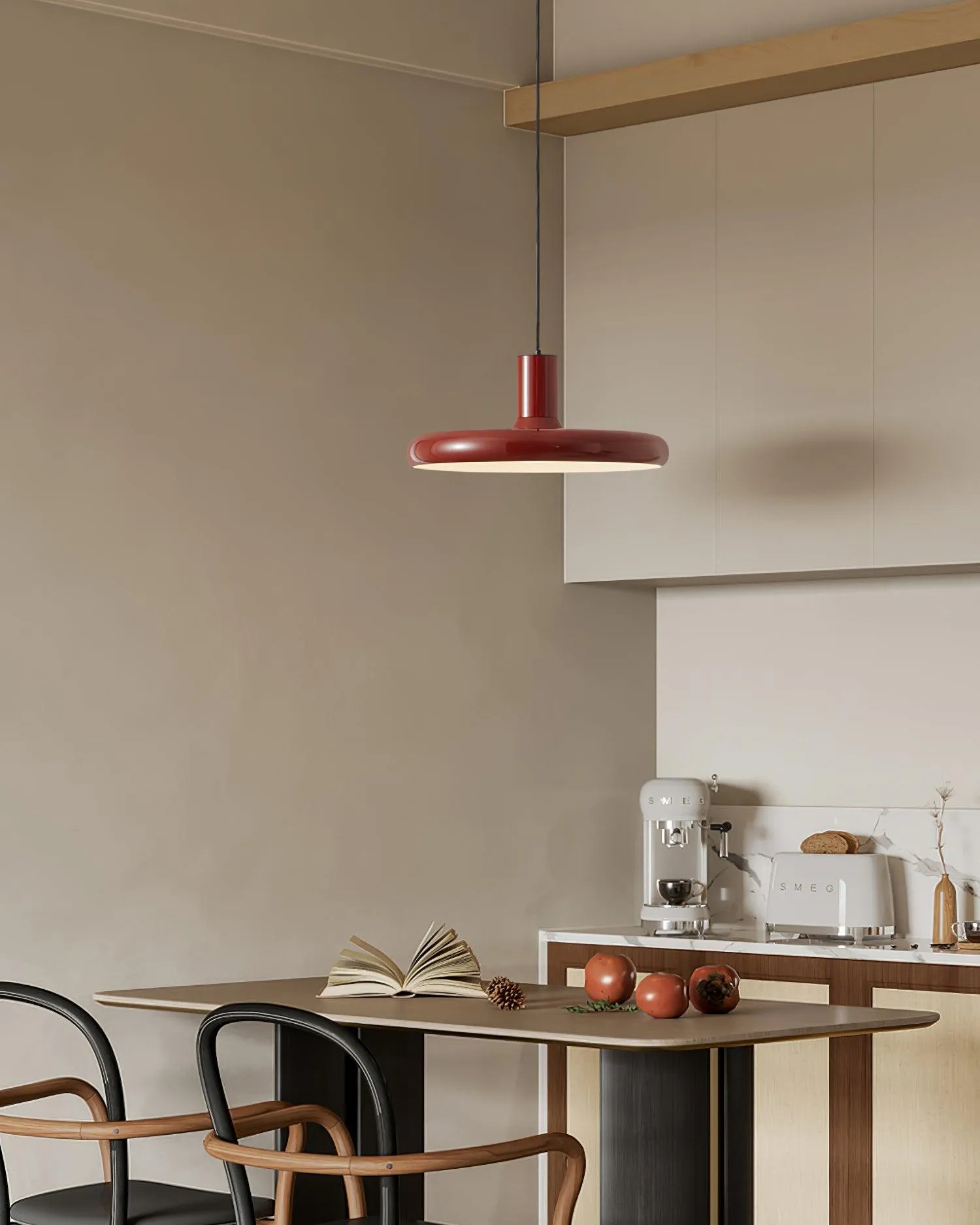 Red Frisbee Pendant Lamp 17.7″- 10.6″