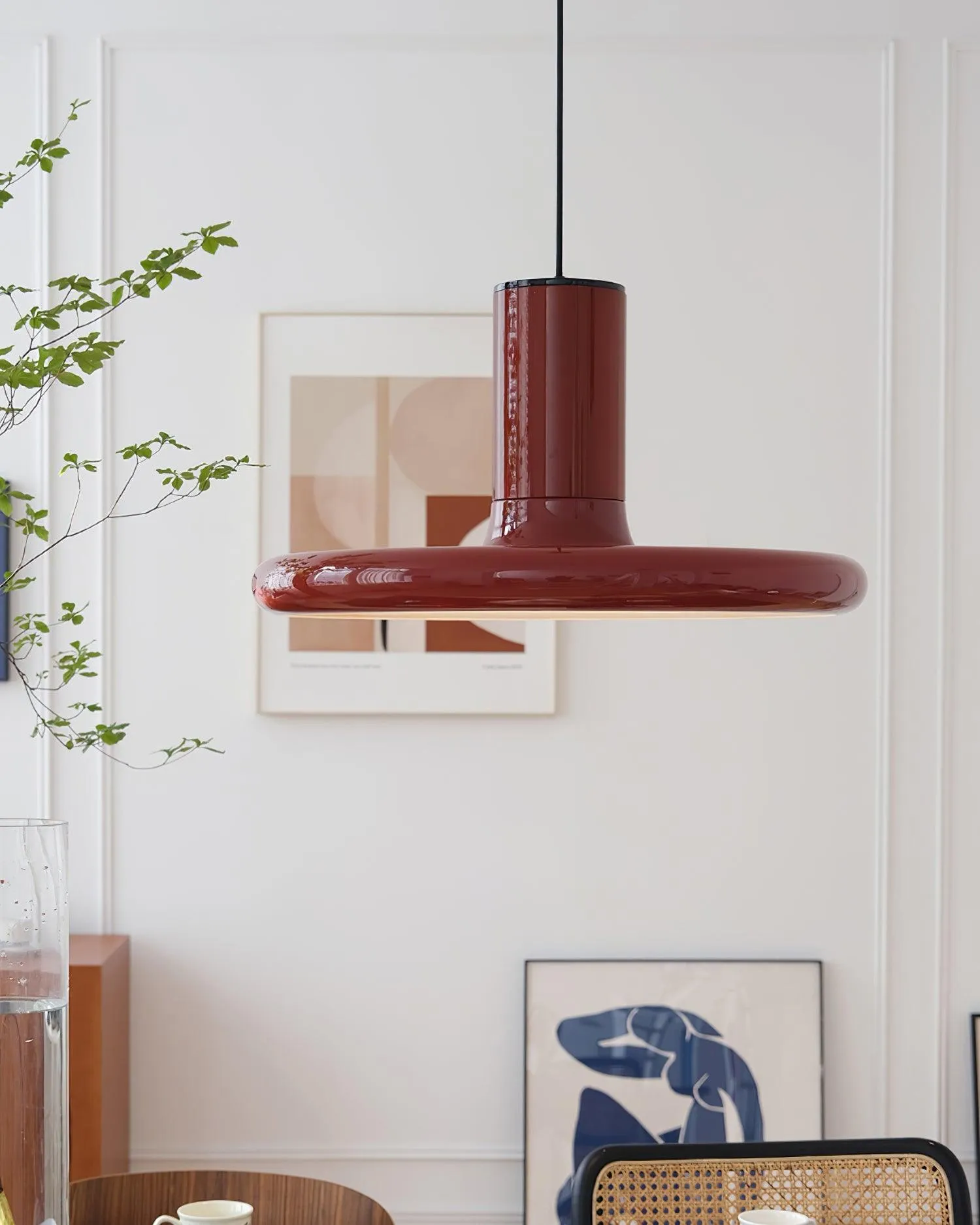 Red Frisbee Pendant Lamp 17.7″- 10.6″