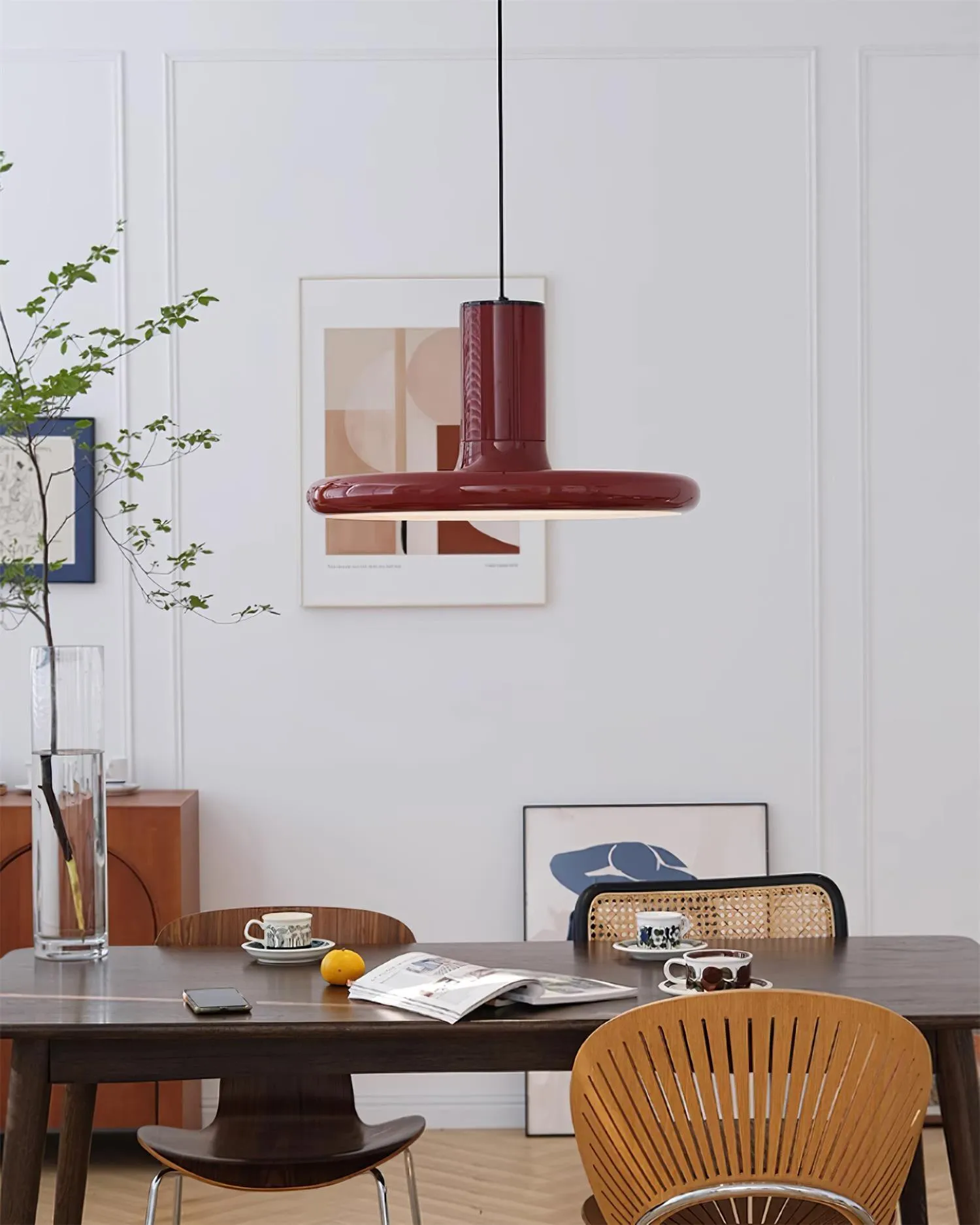 Red Frisbee Pendant Lamp 17.7″- 10.6″