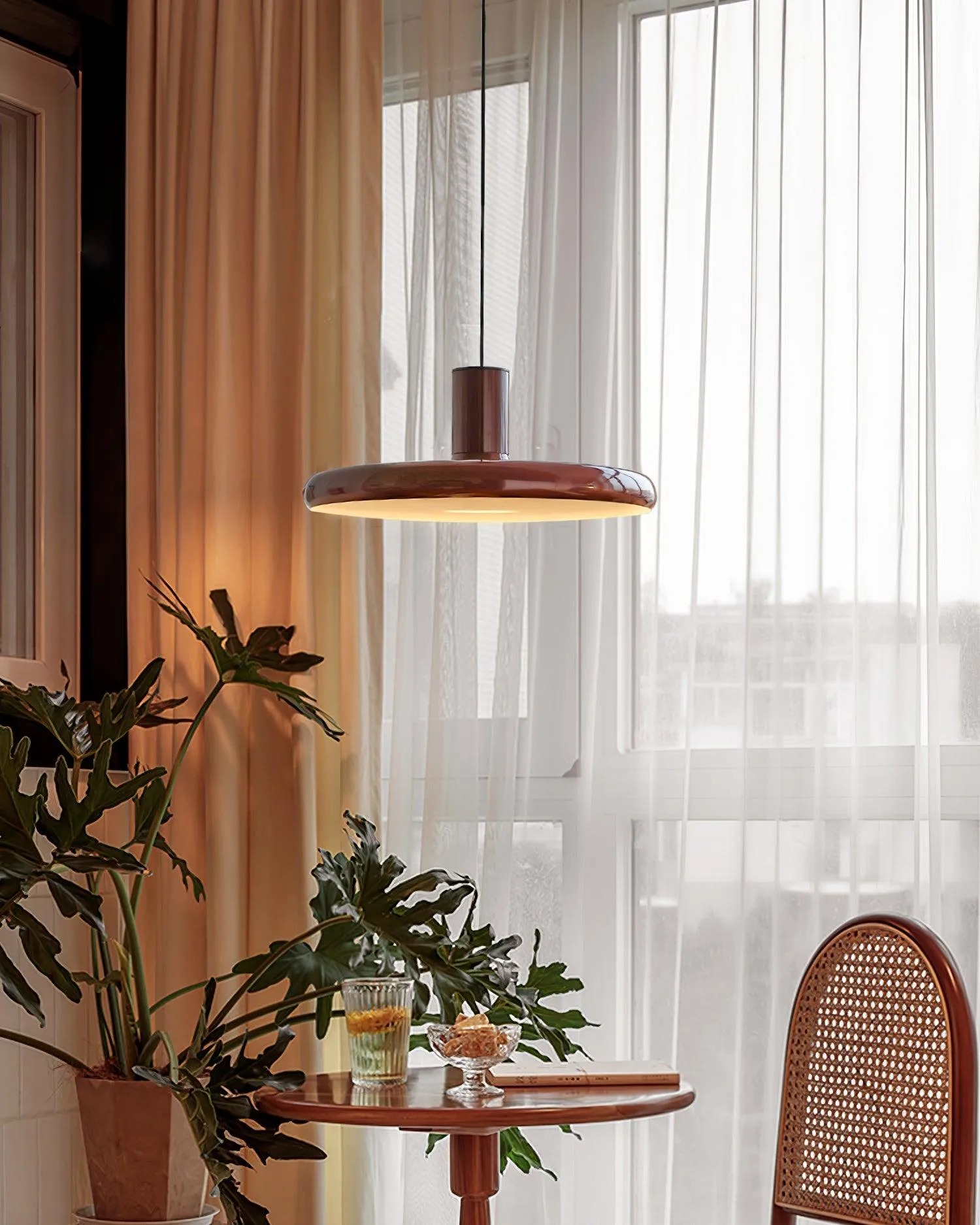 Red Frisbee Pendant Lamp 17.7″- 10.6″