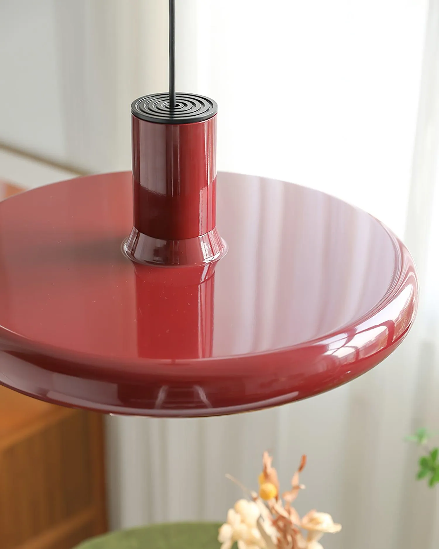 Red Frisbee Pendant Lamp 17.7″- 10.6″