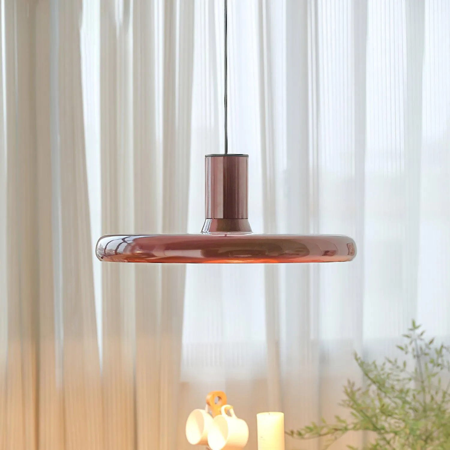 Red Frisbee Pendant Lamp 17.7″- 10.6″